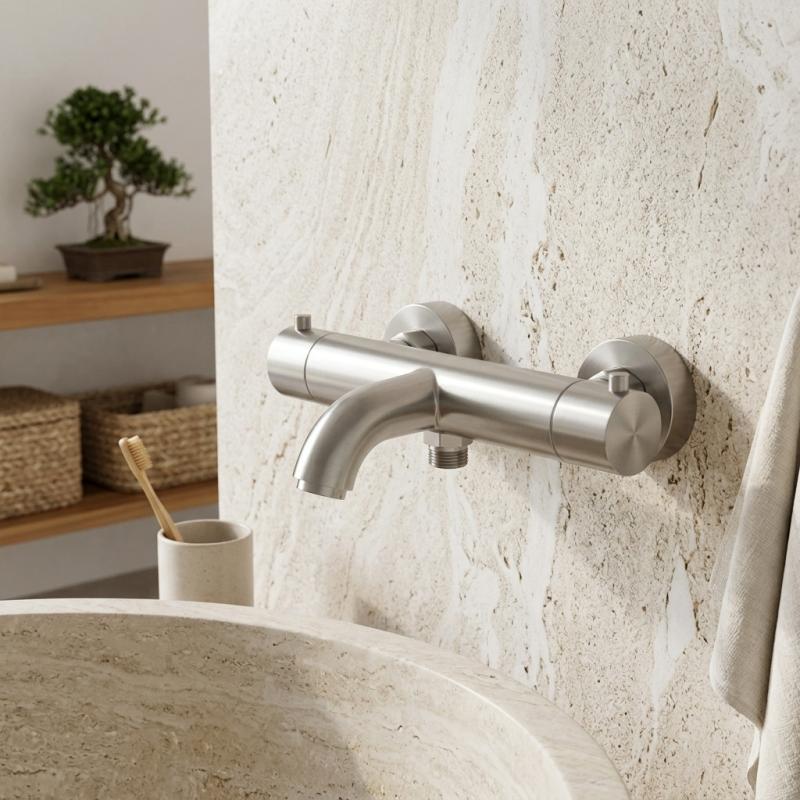 Aquanello Eterna 2-weg Thermostatische Opbouw Badkraan RVS ET3600-02